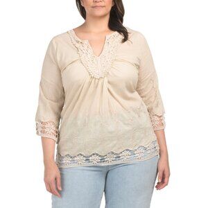 SIMPLY IRRESISTABLE natural Plus Crochet Trim Top